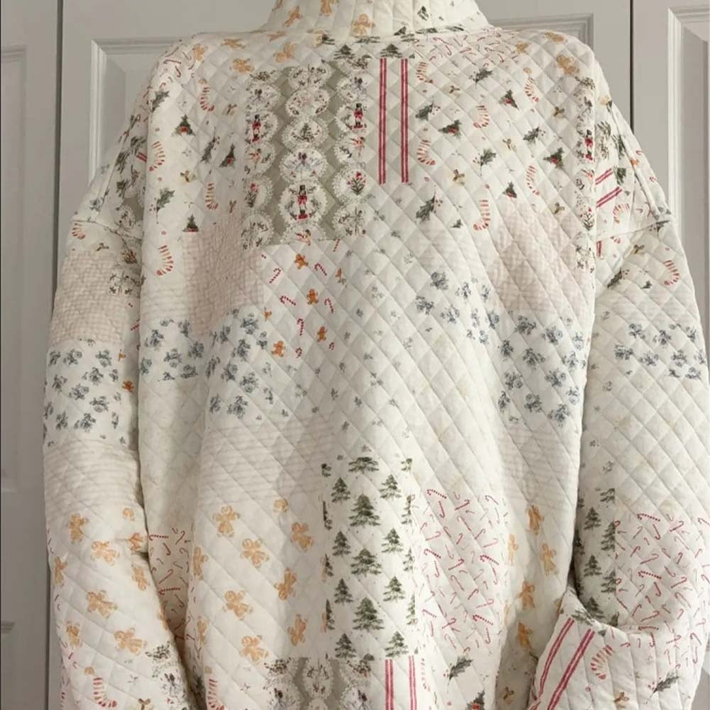 🎅Christmas Bestseller! ❄️🧣Christmas Holiday Quilted Mockneck Sweatshirt Set(✨Same as in the video)